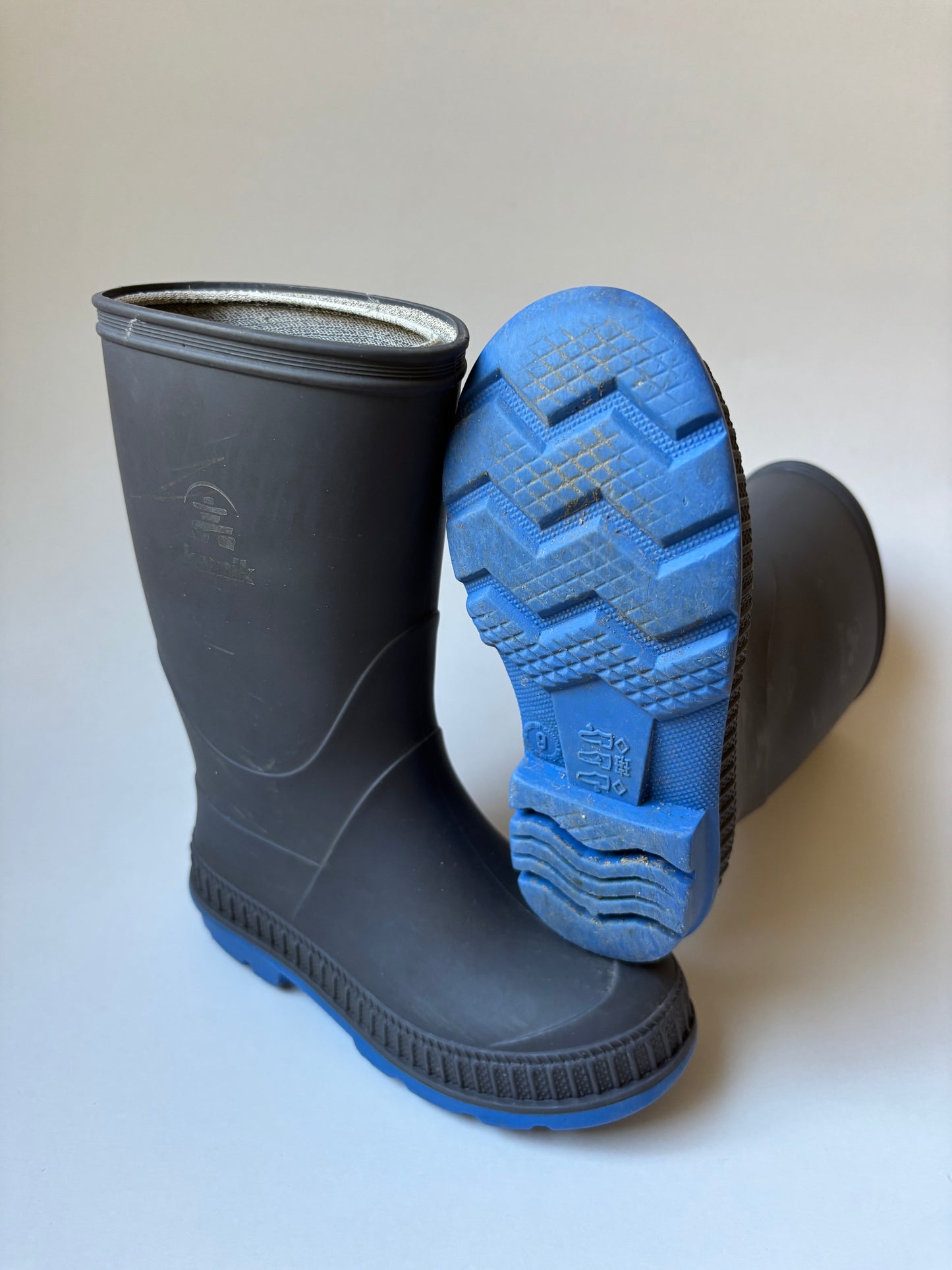 Grey & Blue Rain Boots