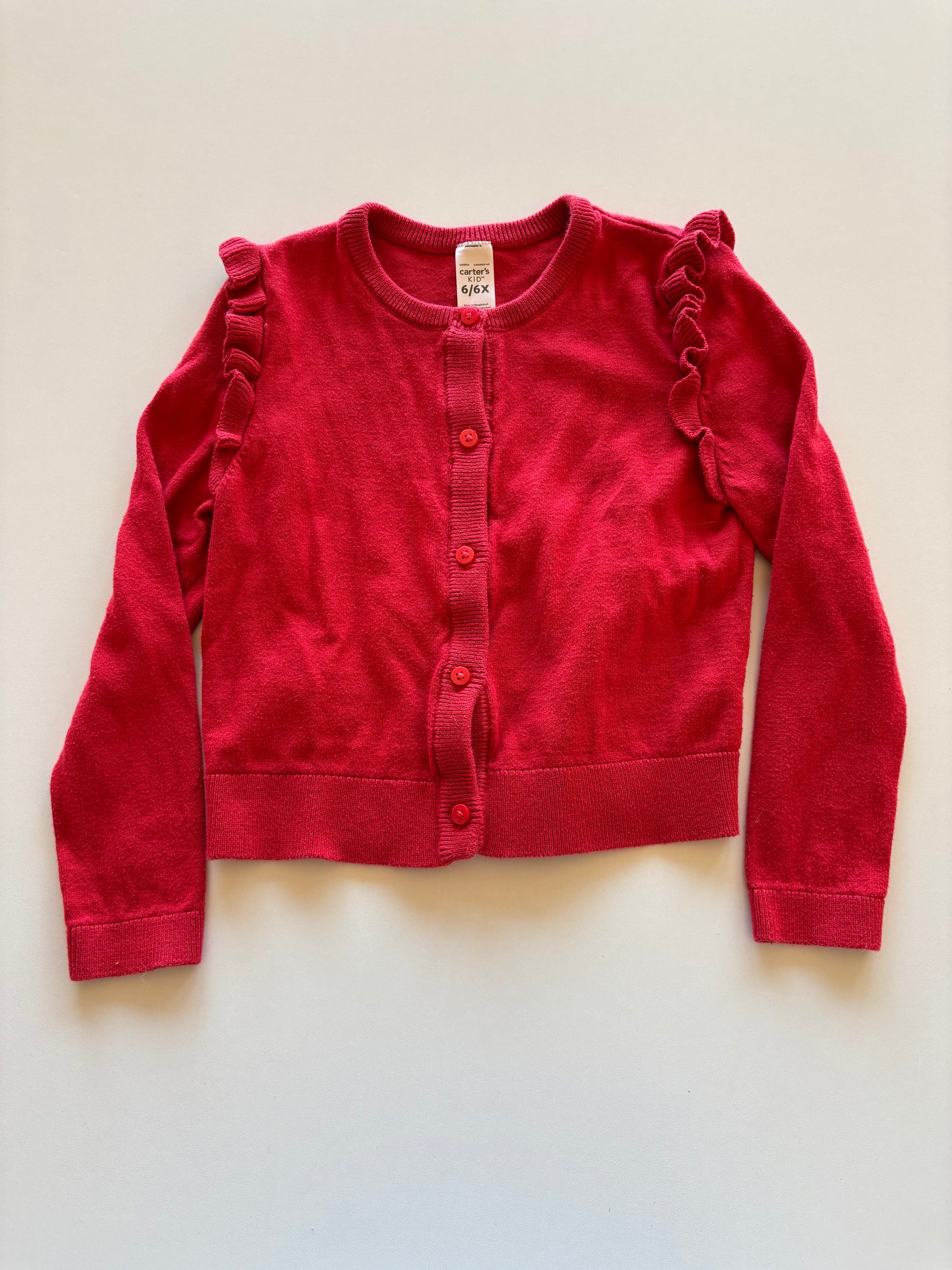 Red Ruffle Cardigan