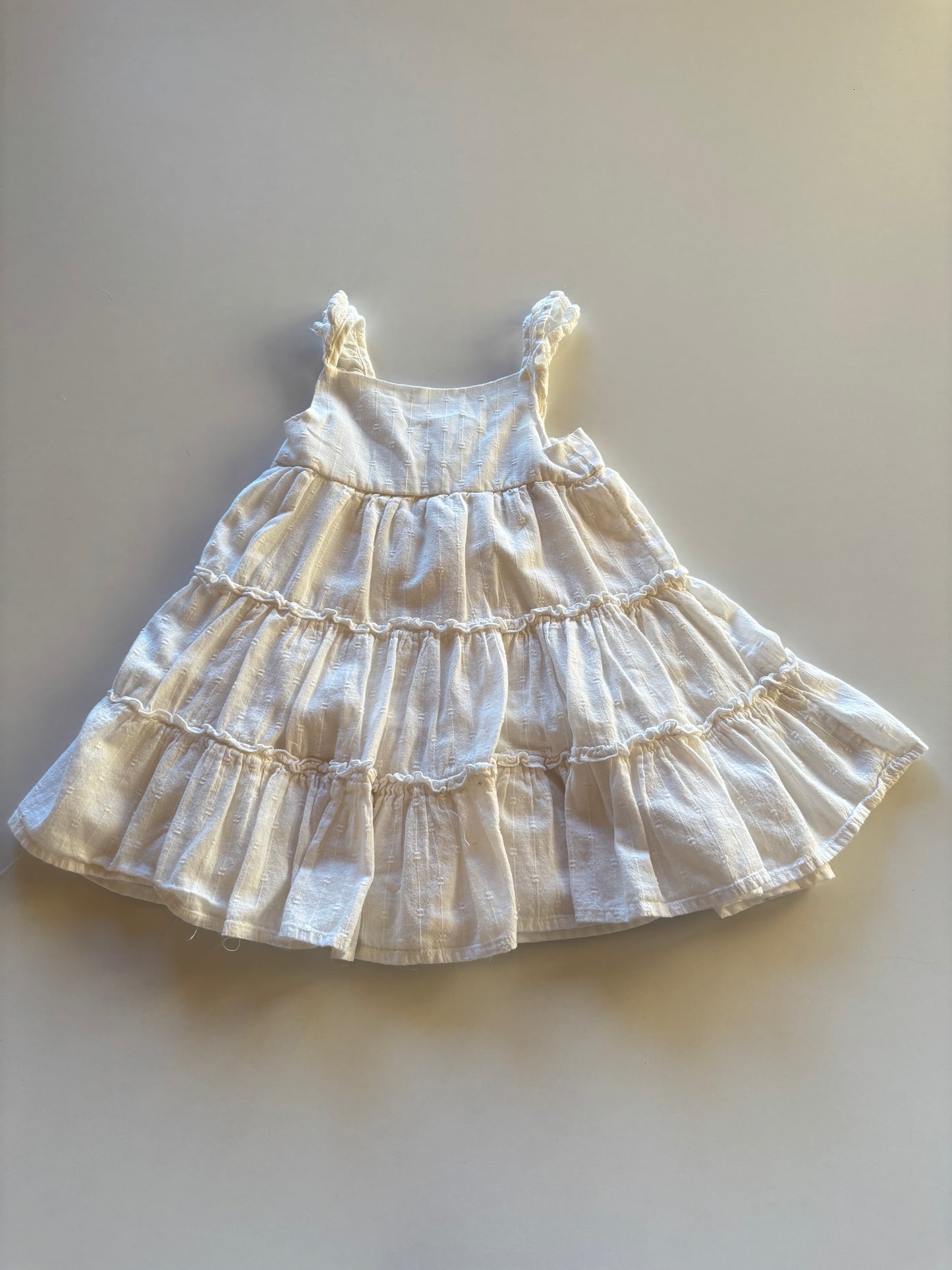 White Textured Tiered Dress