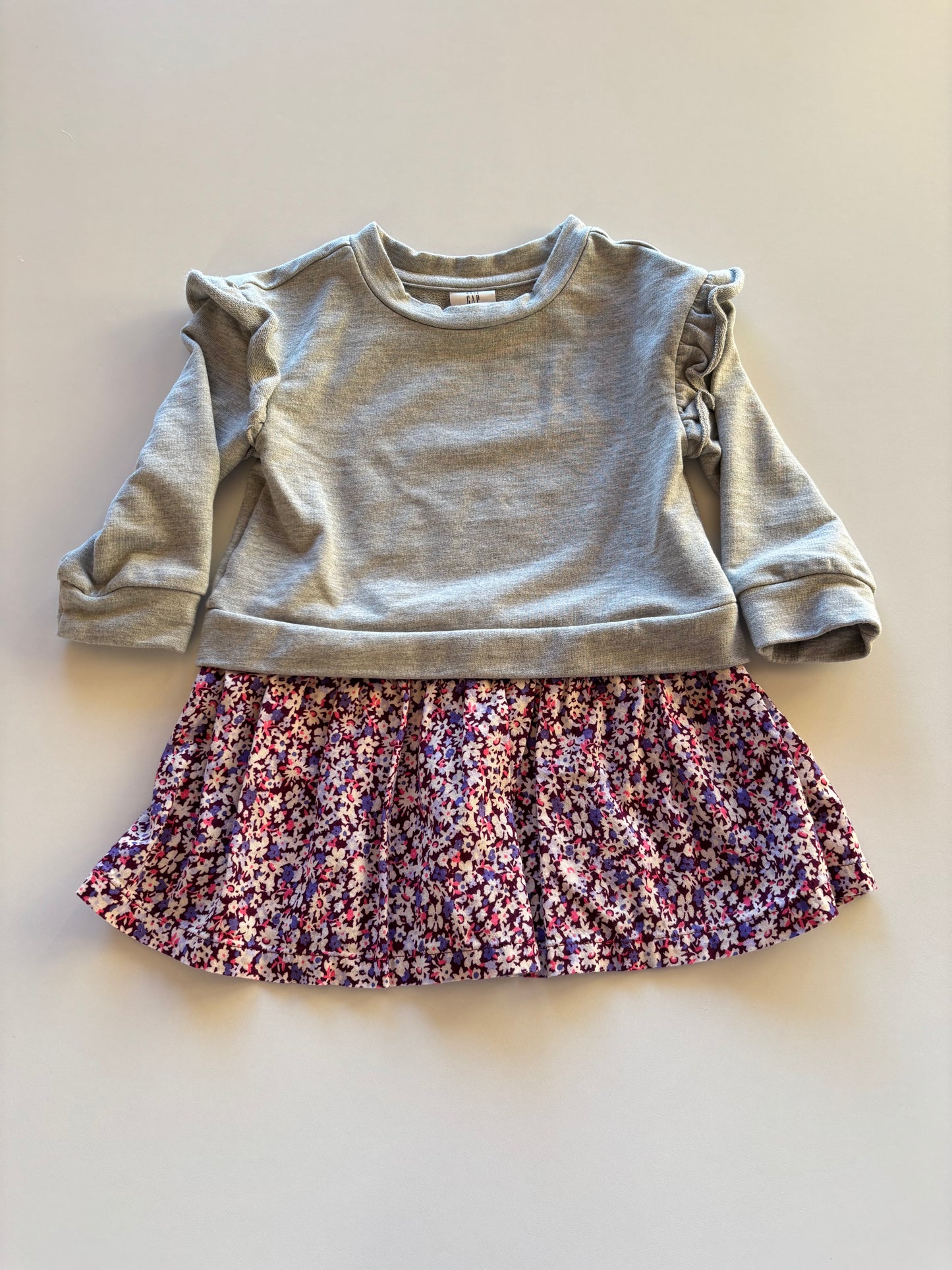 Grey & Purple Floral Dress