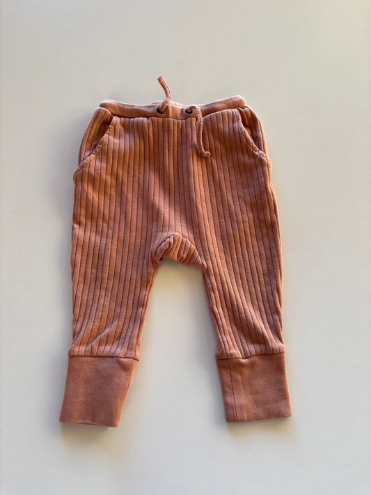 Dusty Pink Ribbed Pants
