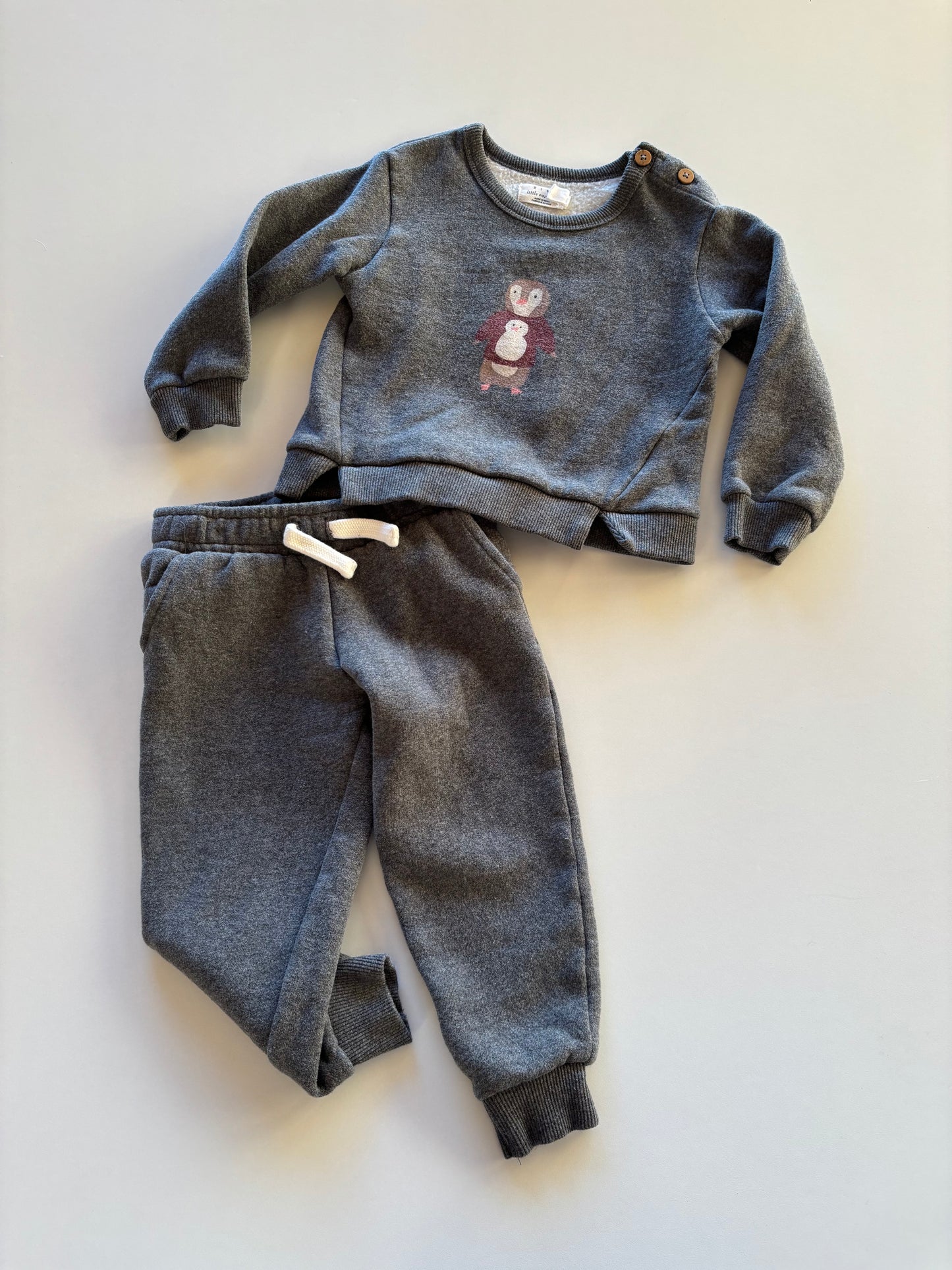 2pc Grey Penguin Leisure Suit