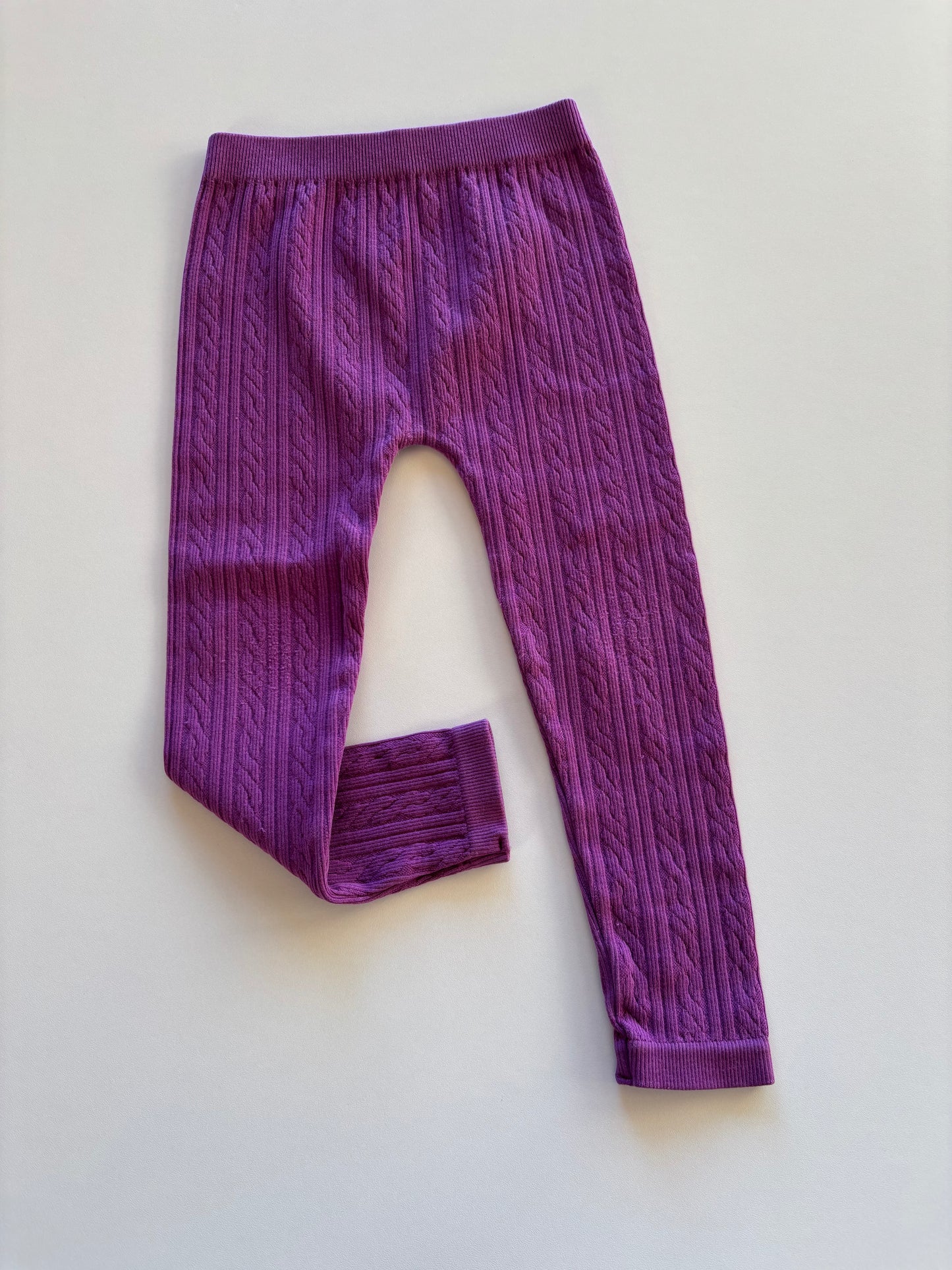Purple Ribbed Leggings