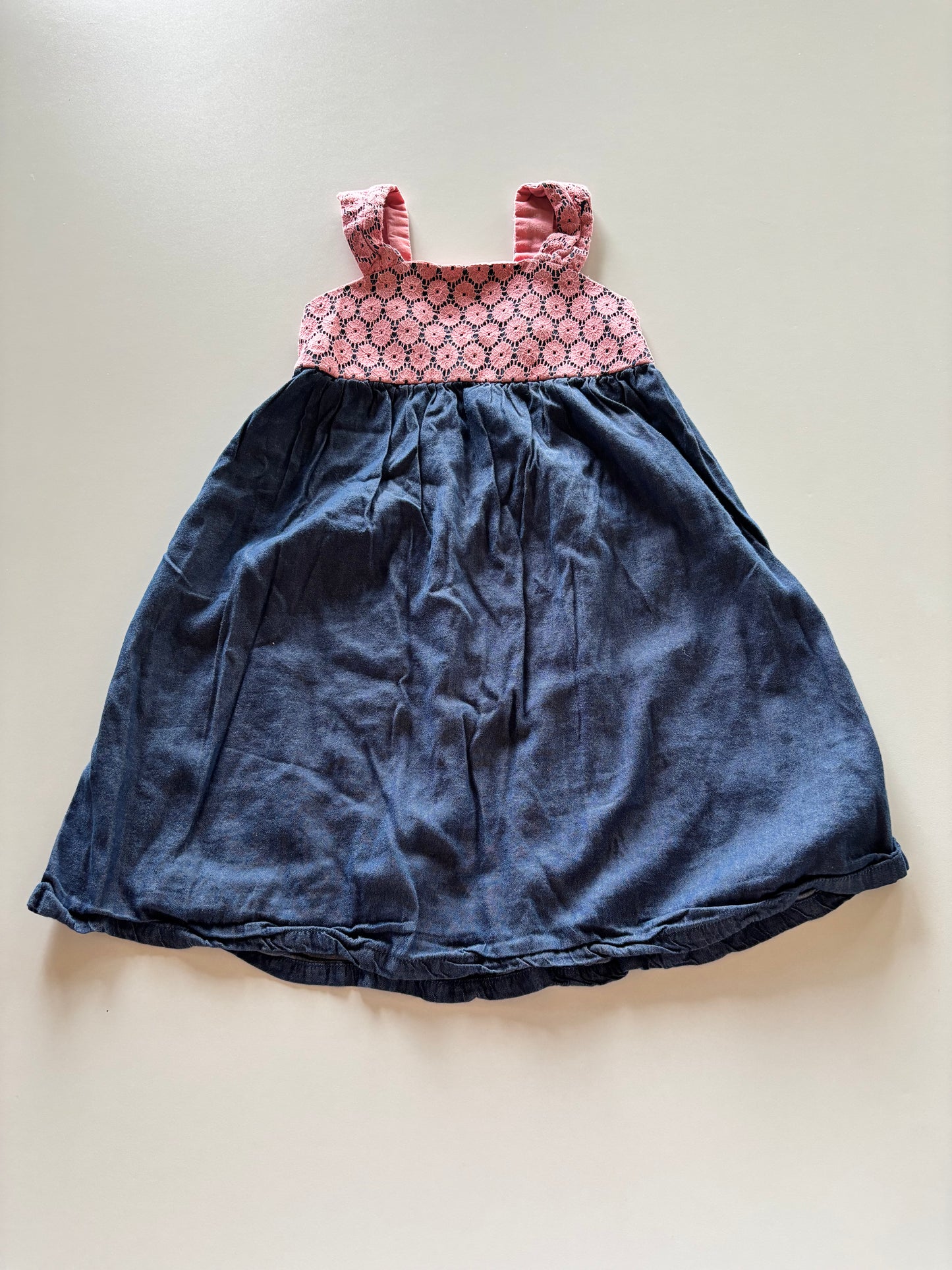 Pink Lace & Chambray Dress