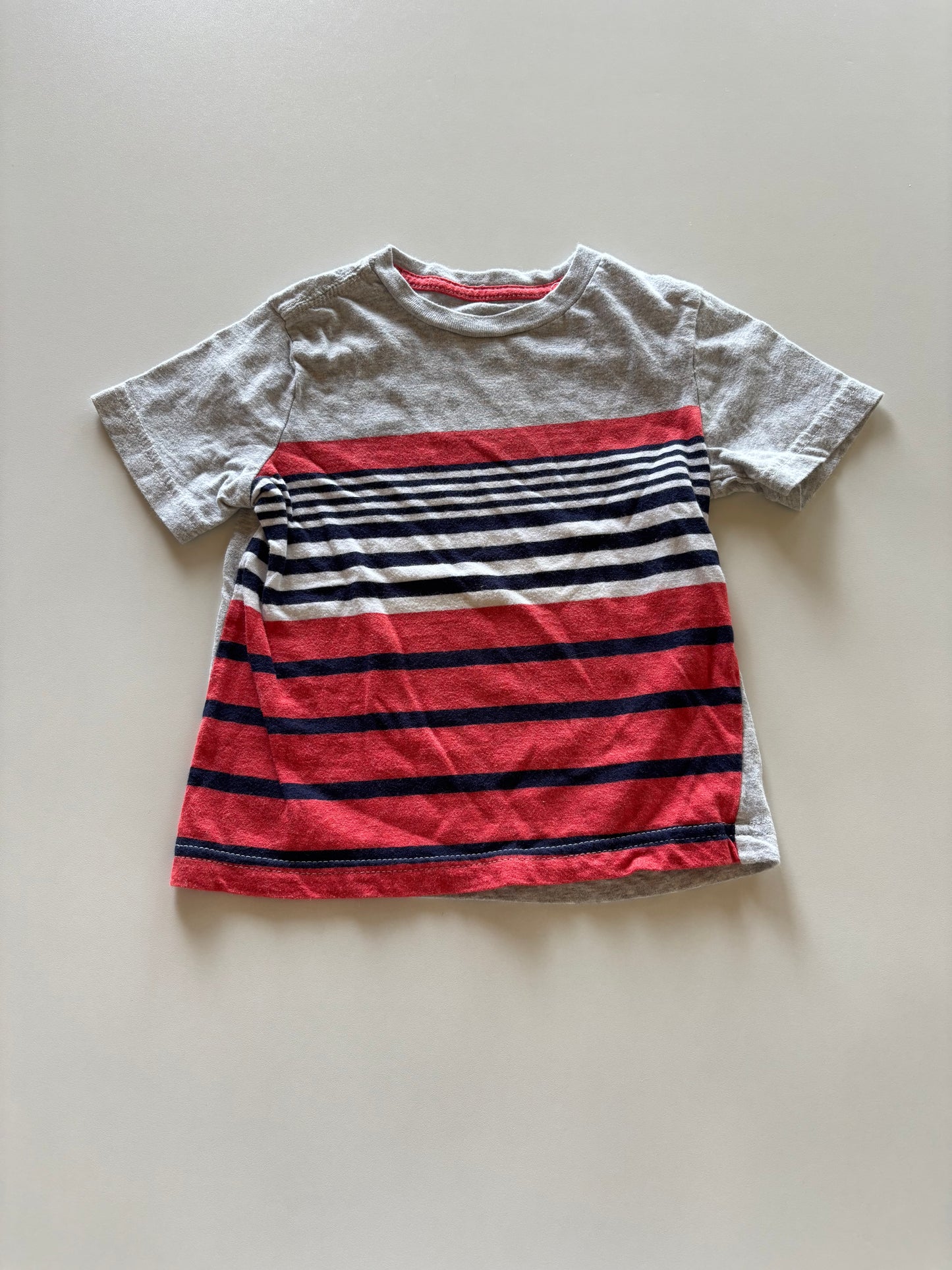 Grey, Red, & Navy Striped Tee