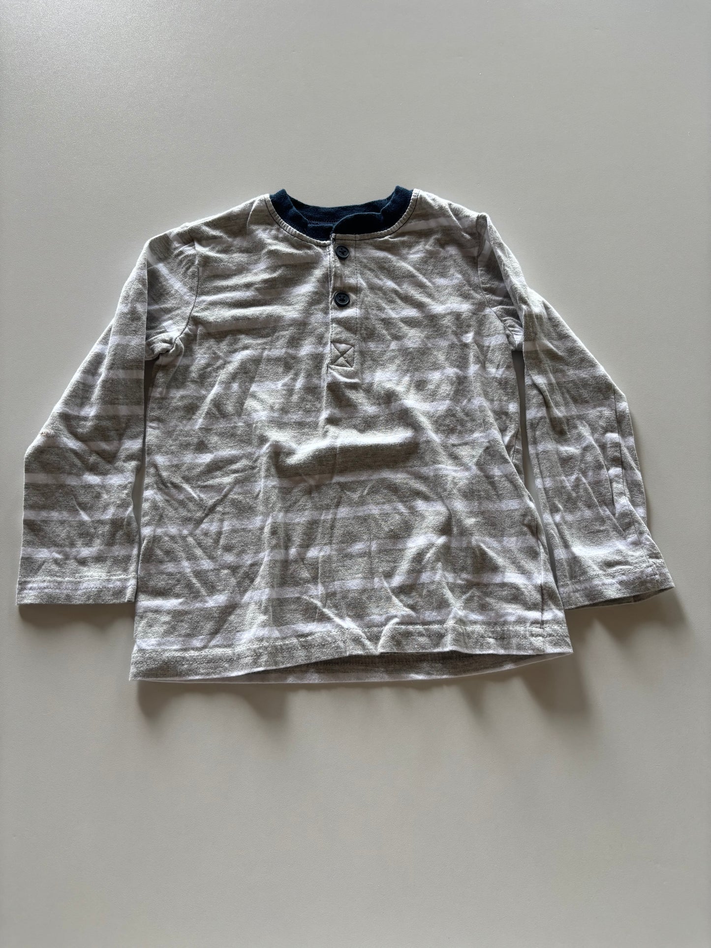 Grey & White Striped Henley