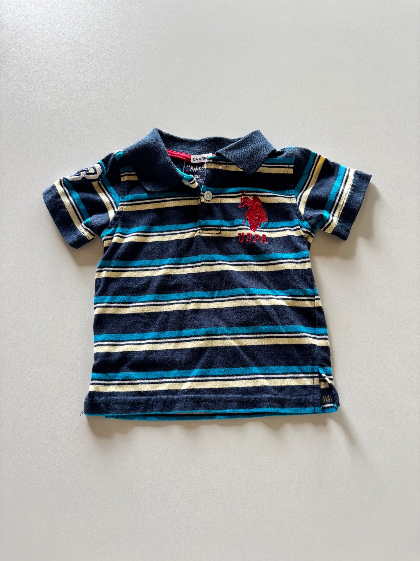 Blue & Yellow Striped Polo Tee