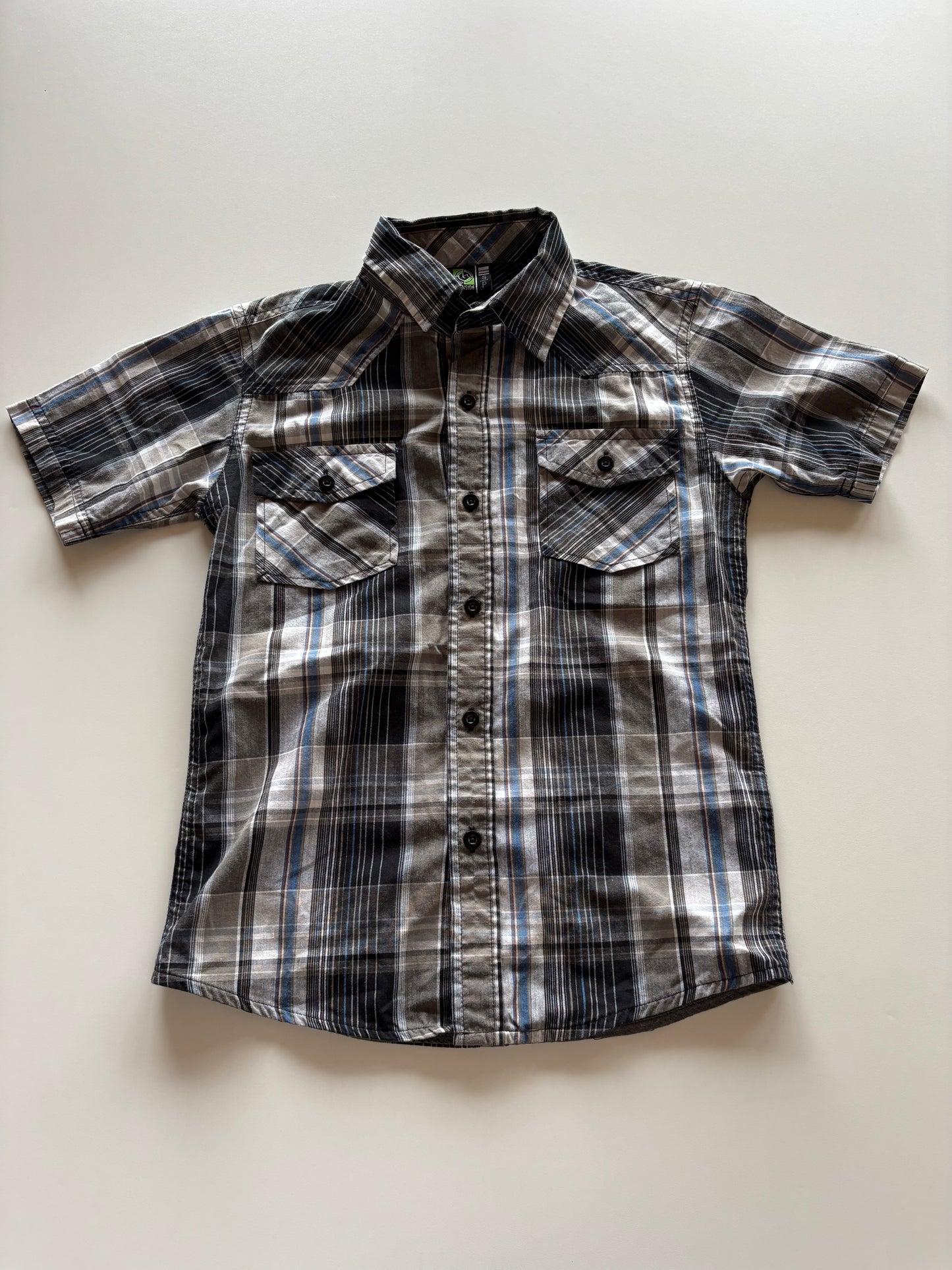 Black & Blue Plaid Button Up Tee