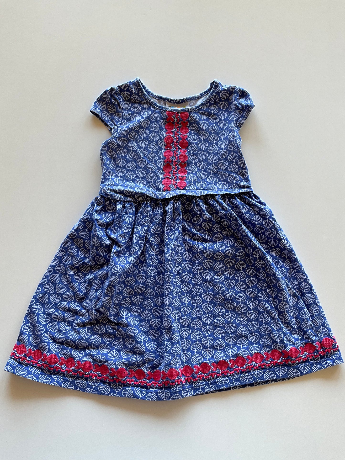Blue & Pink Leaf Patterned Dress