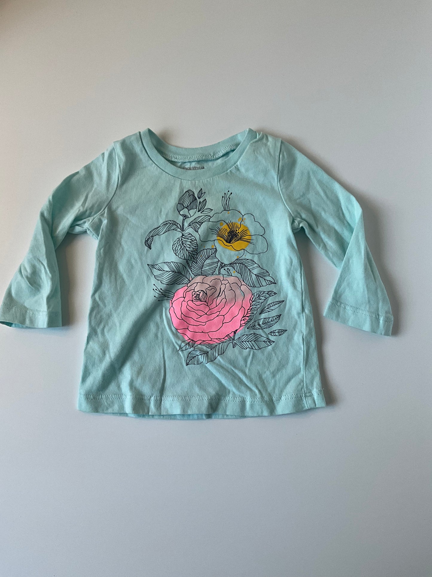 Teal Flower Long Sleeve Tee