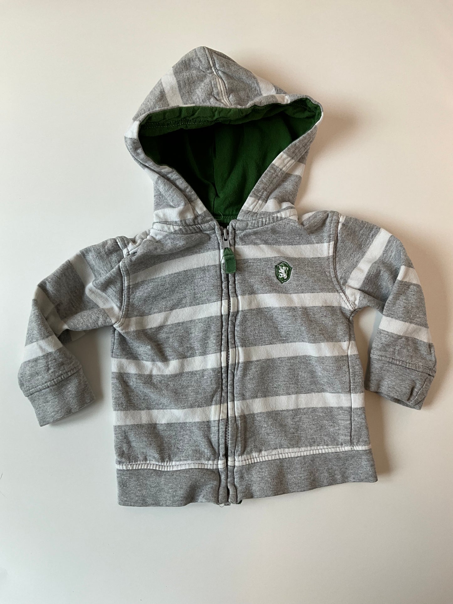 Grey & White Striped Zip Up