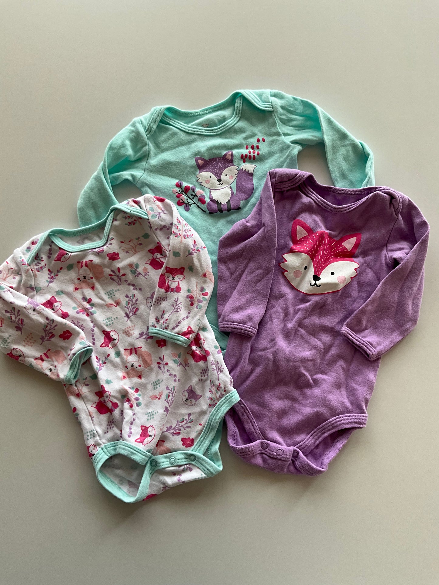 3 Pack Fox Long Sleeve Onesies