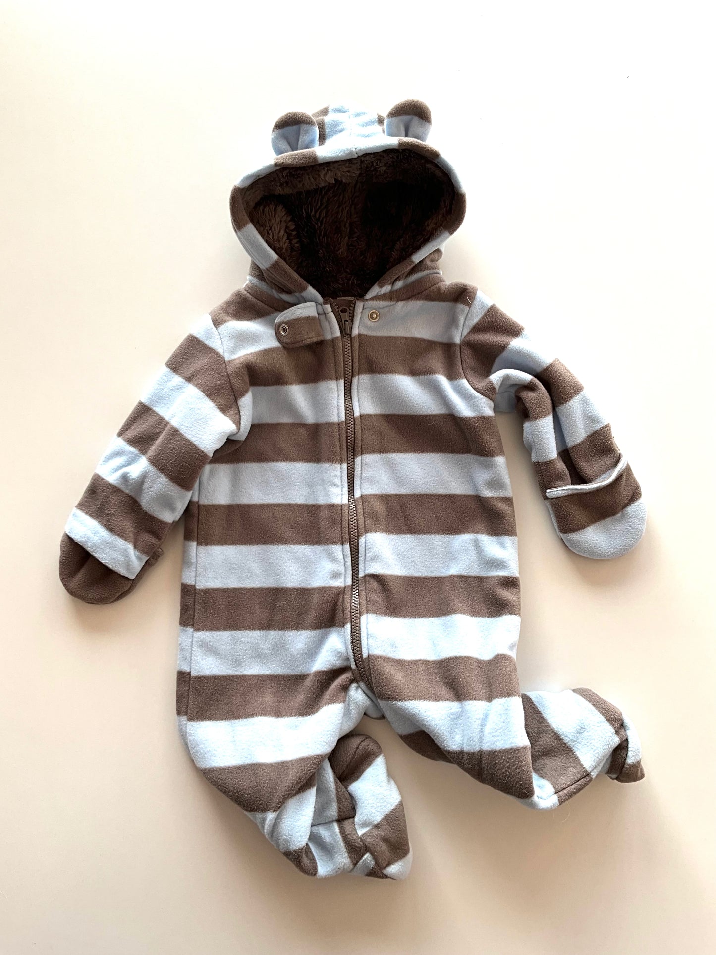 Blue & Taupe Striped Outdoor Suit