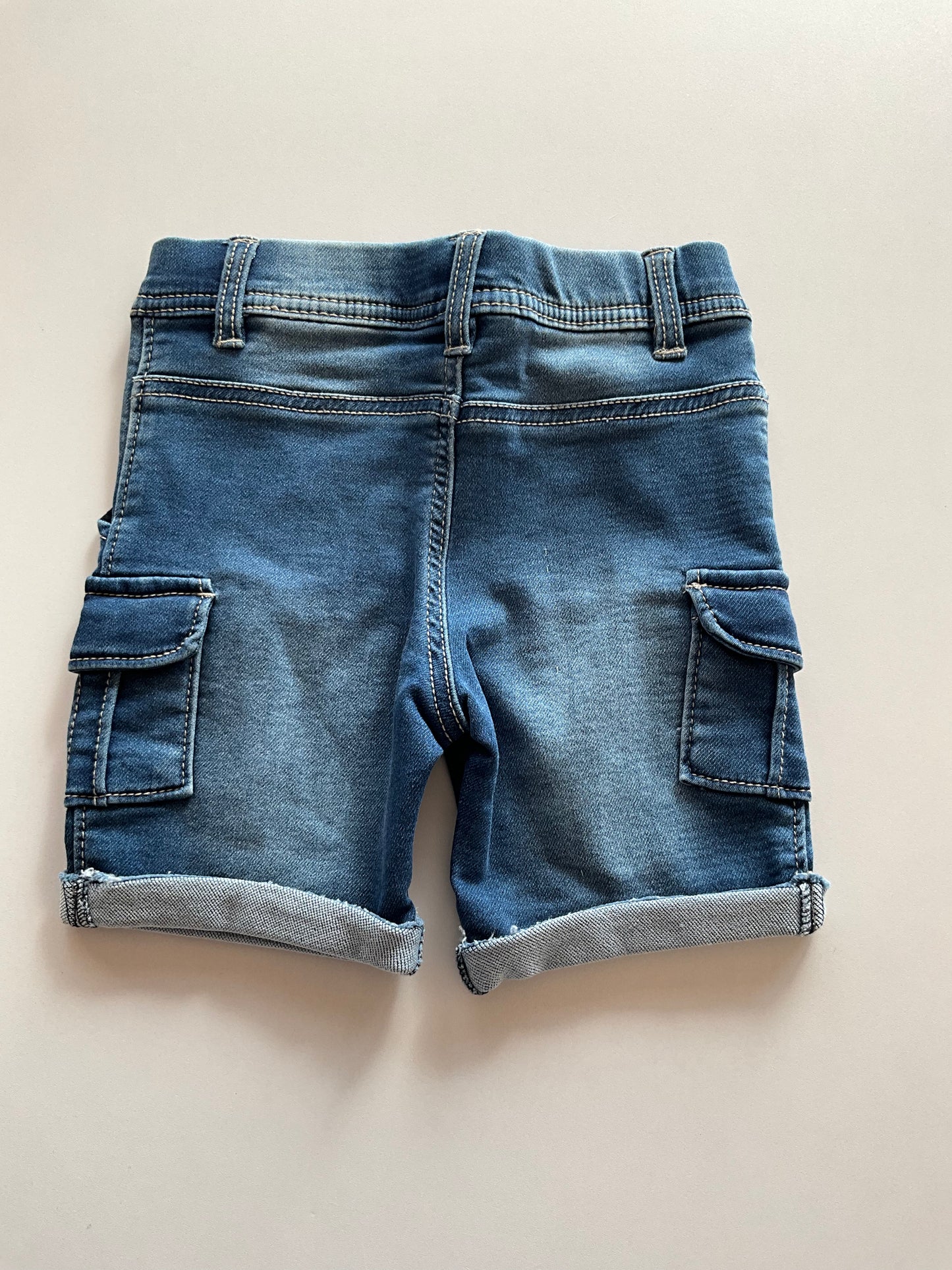 Stretchy Denim Cargo Shorts