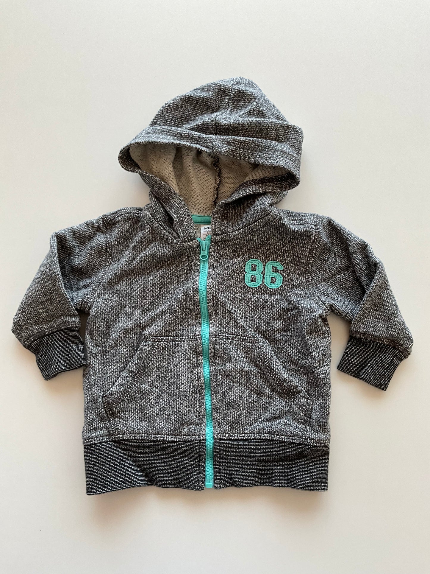 Grey Melange Zip Up Hoodie