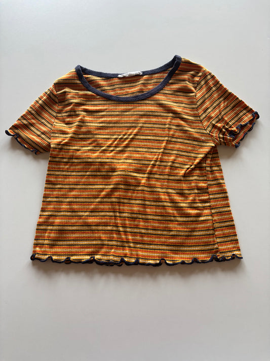 Mustard Striped Ribbed Tee