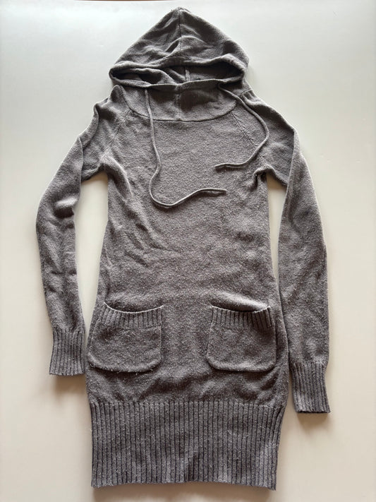 Grey Hooded Sweater Dress