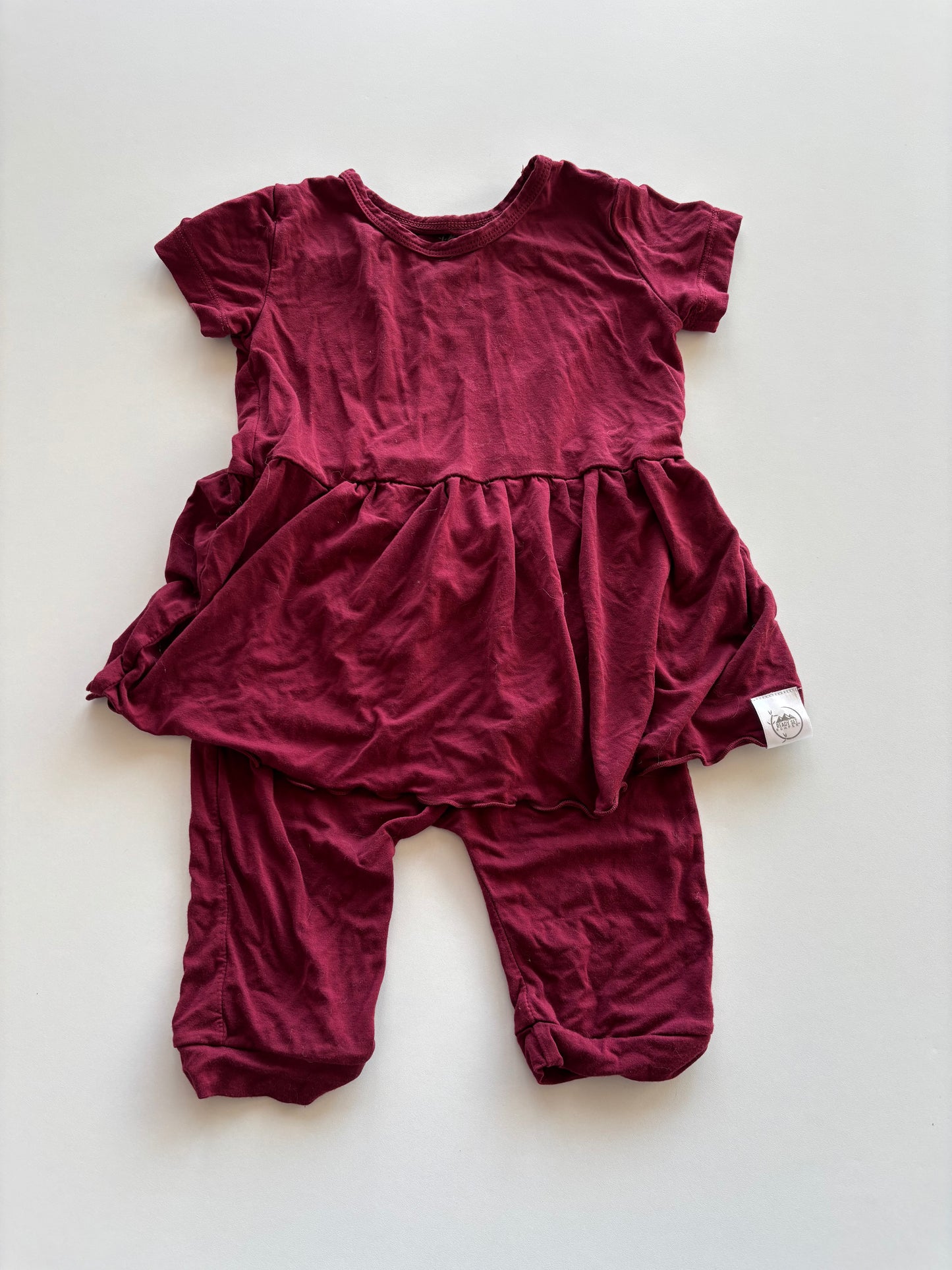 Wine Skirted Romper