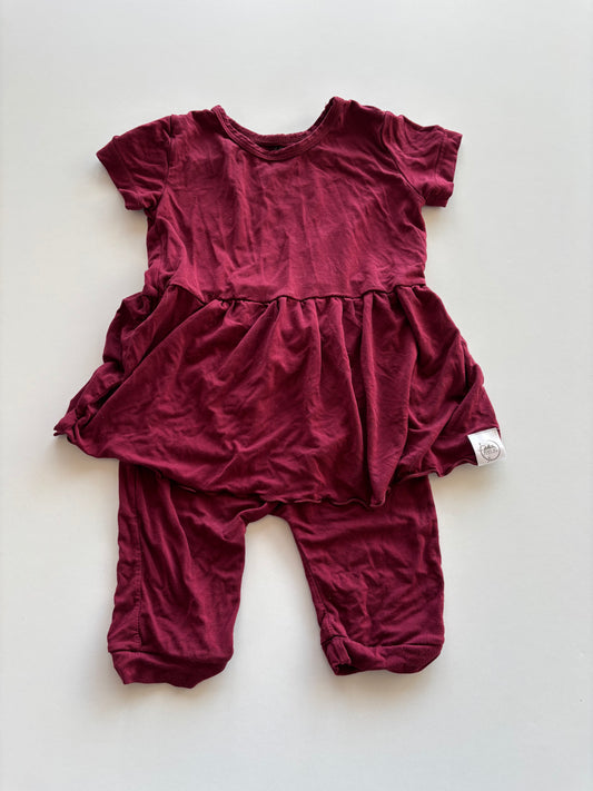 Wine Skirted Romper