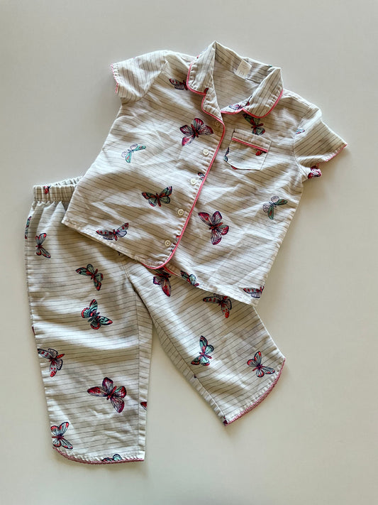 2pc Striped Butterfly Pajamas