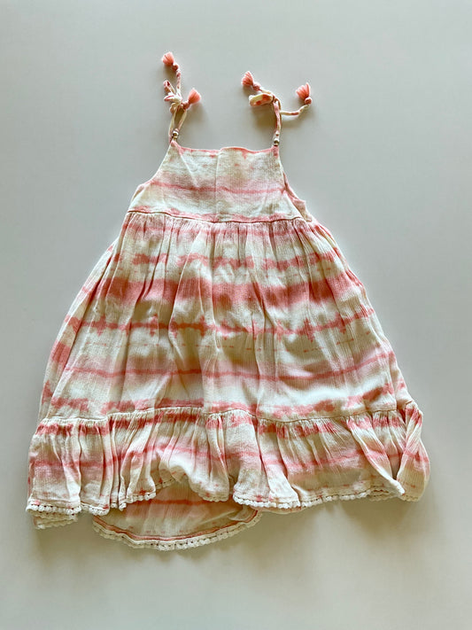 Cream & Peach Striped Dress