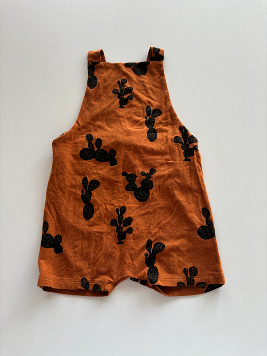 Brown Cactus Overall Shorts Romper