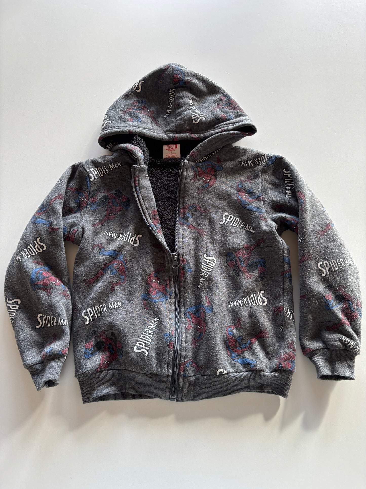Grey Lined Spider-Man Zip Up Hoodie