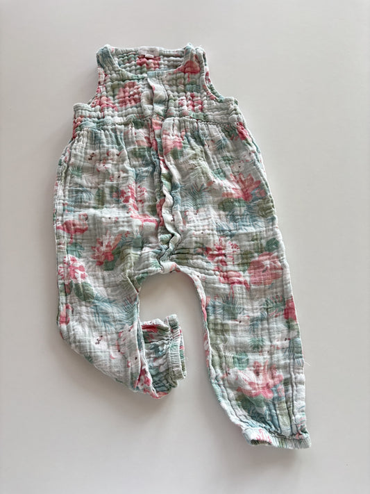 Mint Flamingo Muslin Romper