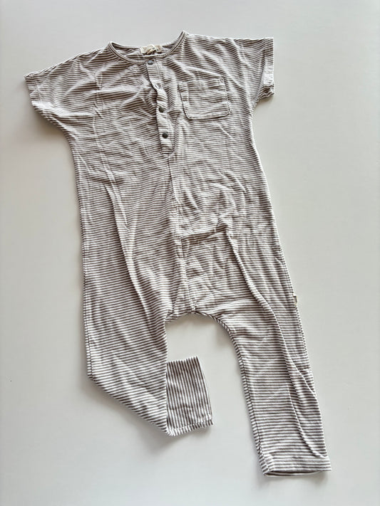 Taupe & White Striped Romper