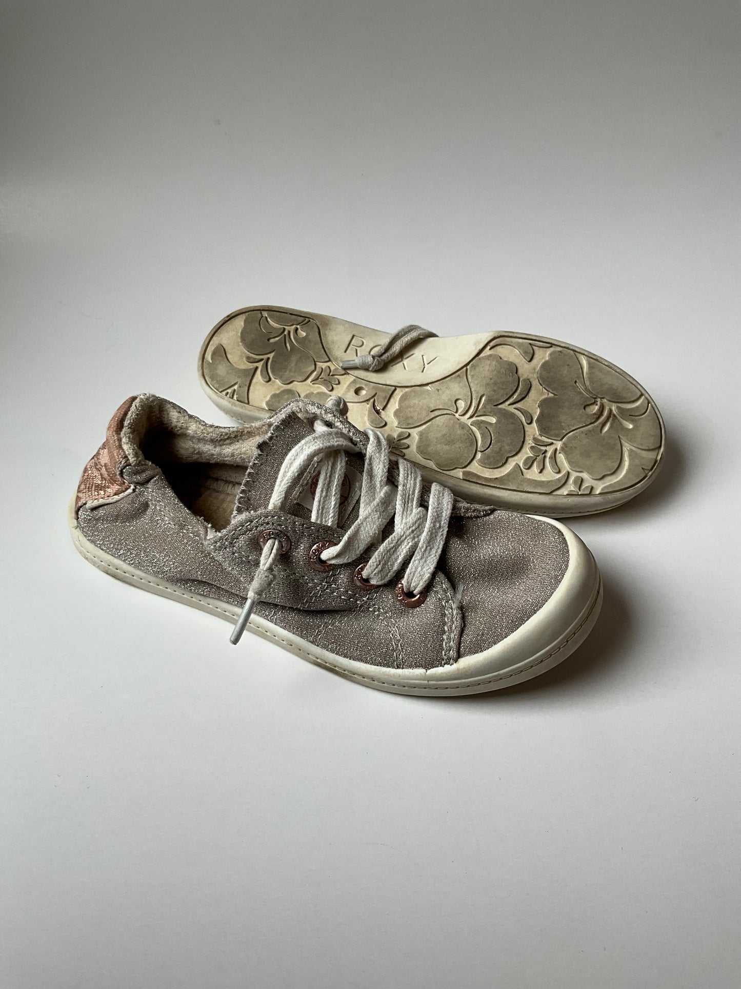 Shiny Silver & Taupe Sneakers
