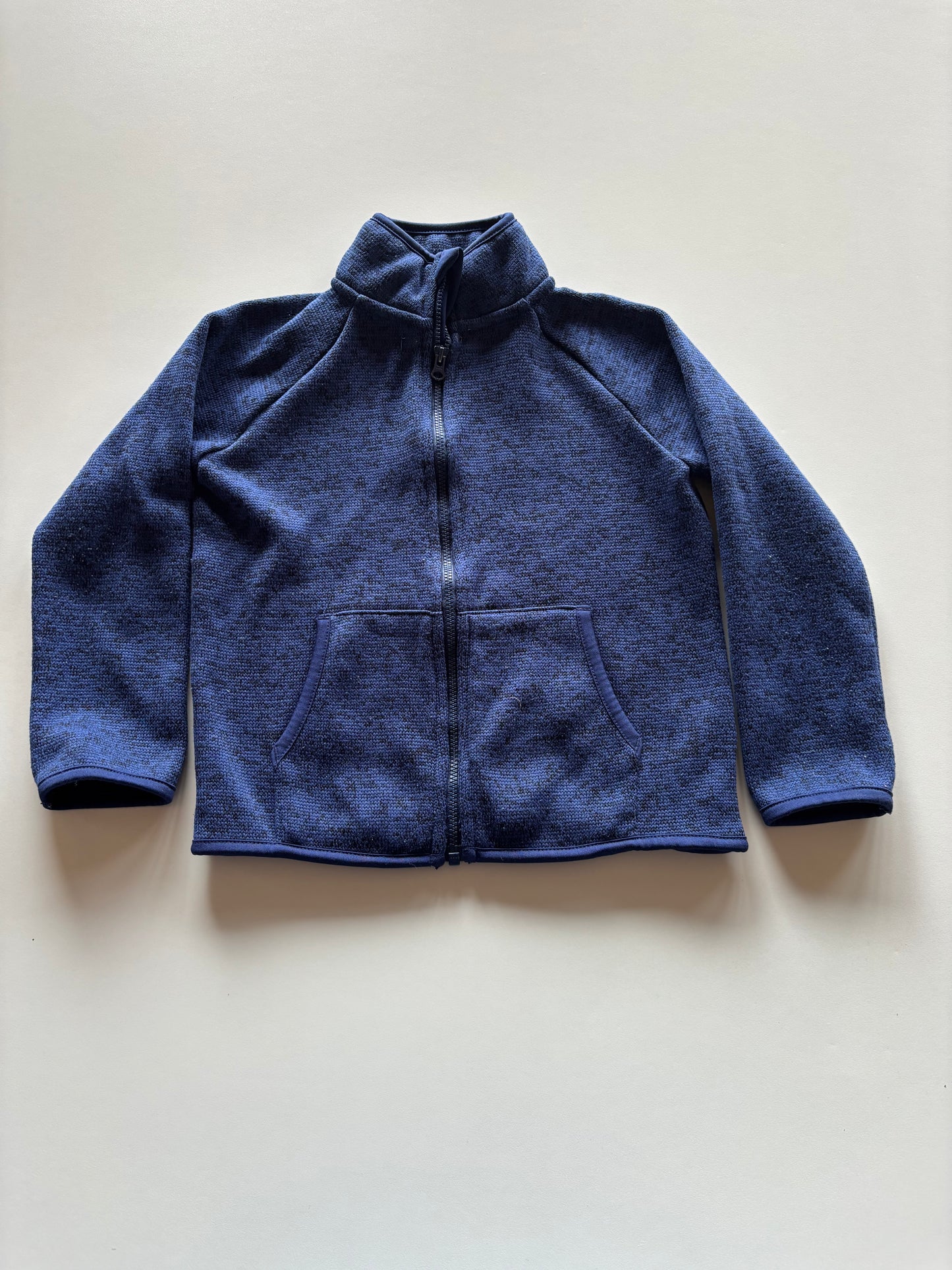 Navy Melange Zip Up Sweater