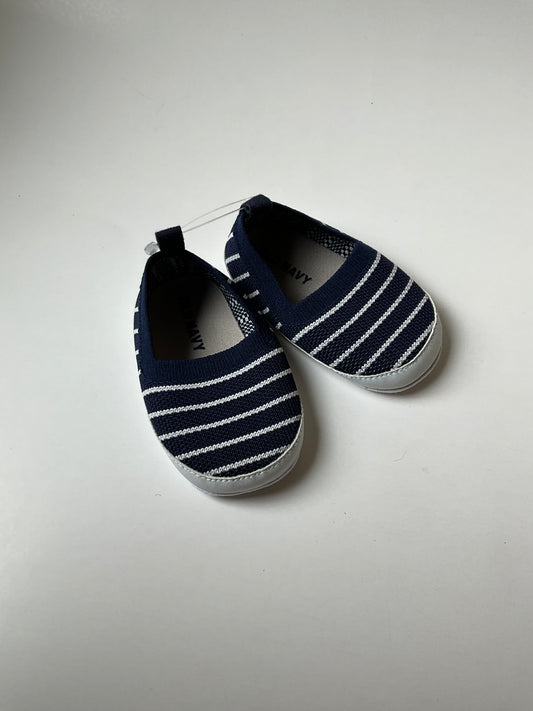 Navy & White Striped Crib Shoes