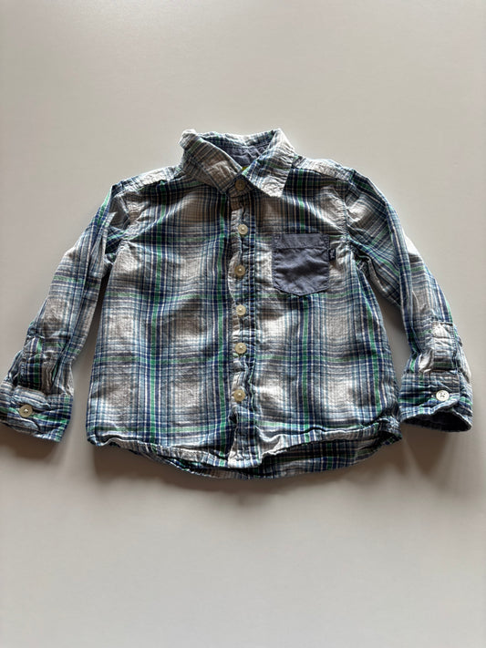Blue & Green Plaid Button Up Shirt