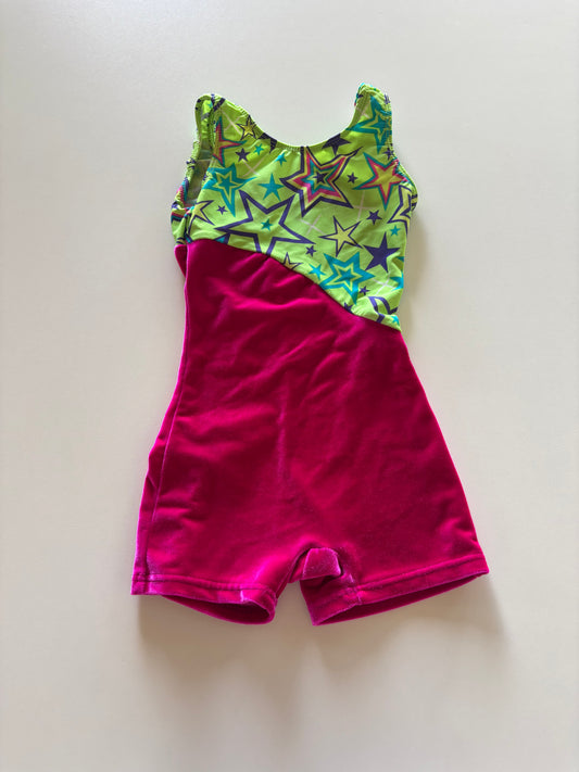Pink & Lime Stars Gymnastics Suit