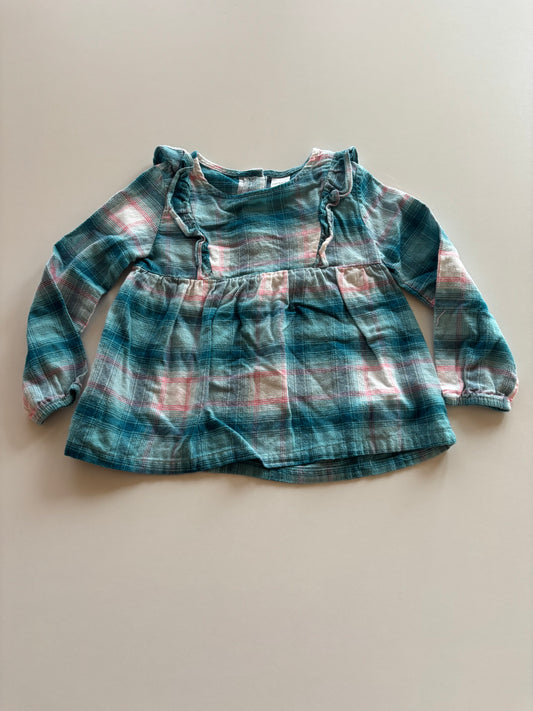 Turquoise & Pink Plaid Shirt