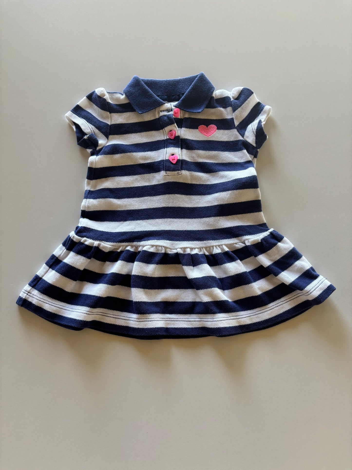 Navy & White Striped Polo Dress