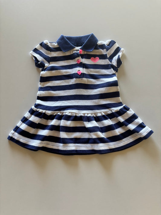 Navy & White Striped Polo Dress