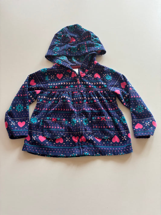 Navy Fleece Fairisle Zip Up Hoodie