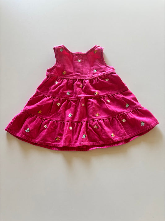 Pink Corduroy Floral Dress