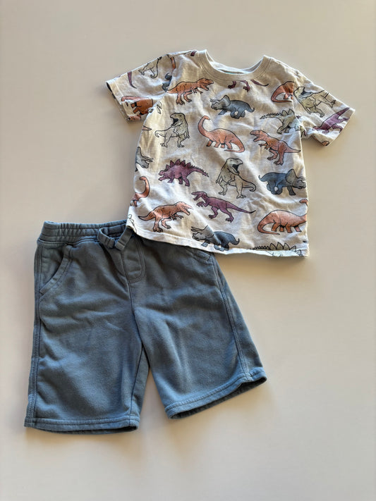 2pc Dino Tee & Blue Shorts Set