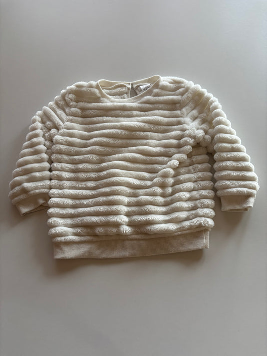 White Textured Fuzzy Sweater