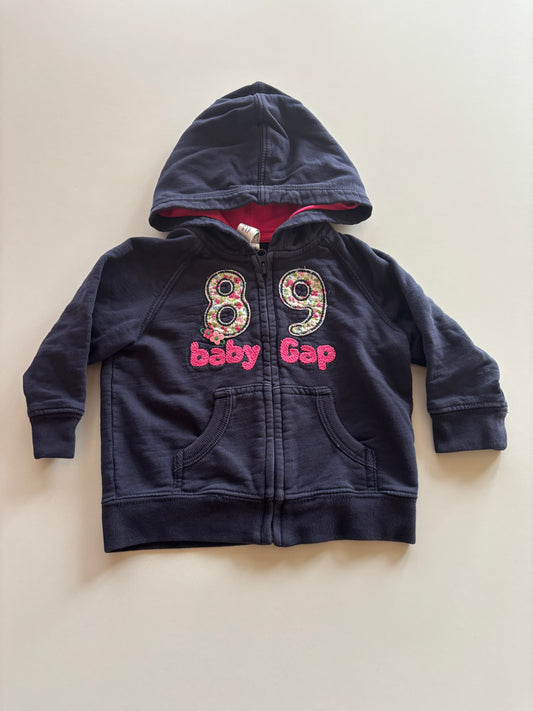 Navy Floral 89 Zip Up Hoodie