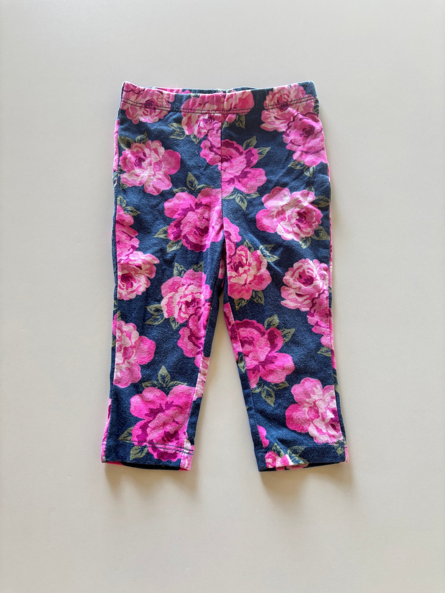 Indigo & Pink Rose Leggings