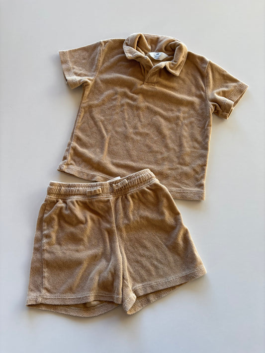 2pc Brown Terry Summer Leisure Suit