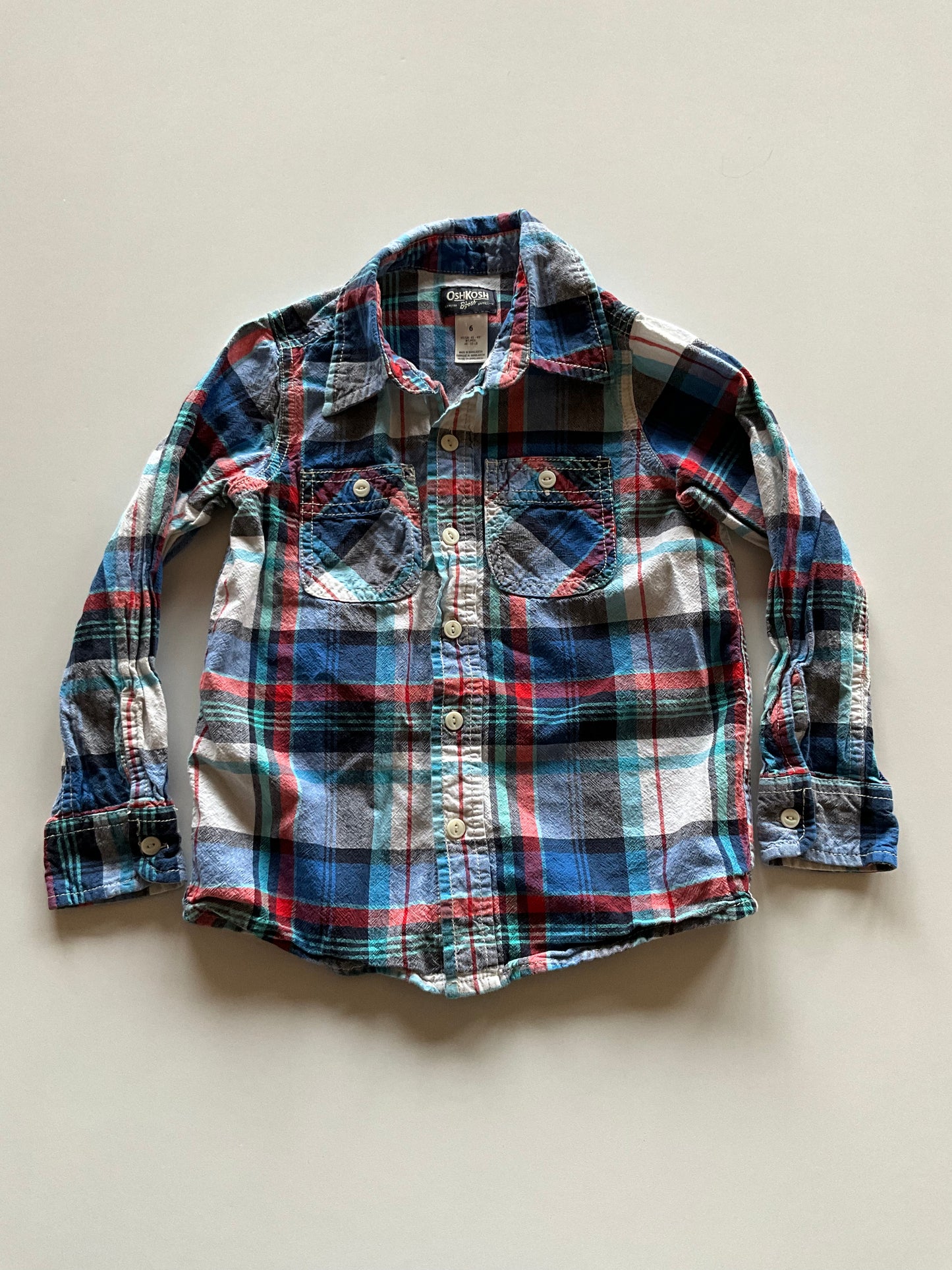 Blue & Red Plaid Button Up