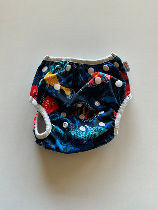 Blue, Red, & Orange Fish Swim Diaper
