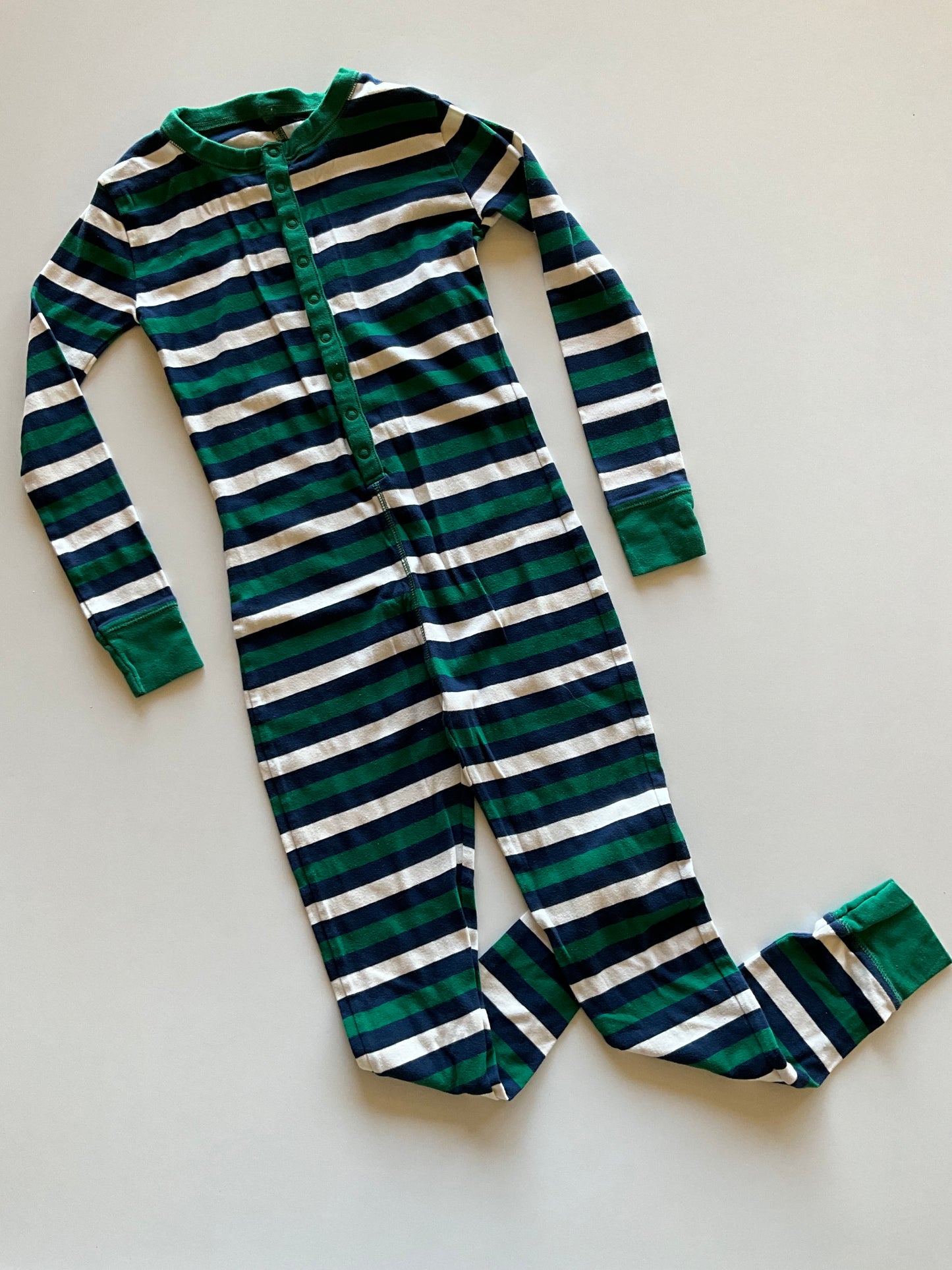 Green, Blue, & White Striped Onesie Pajamas