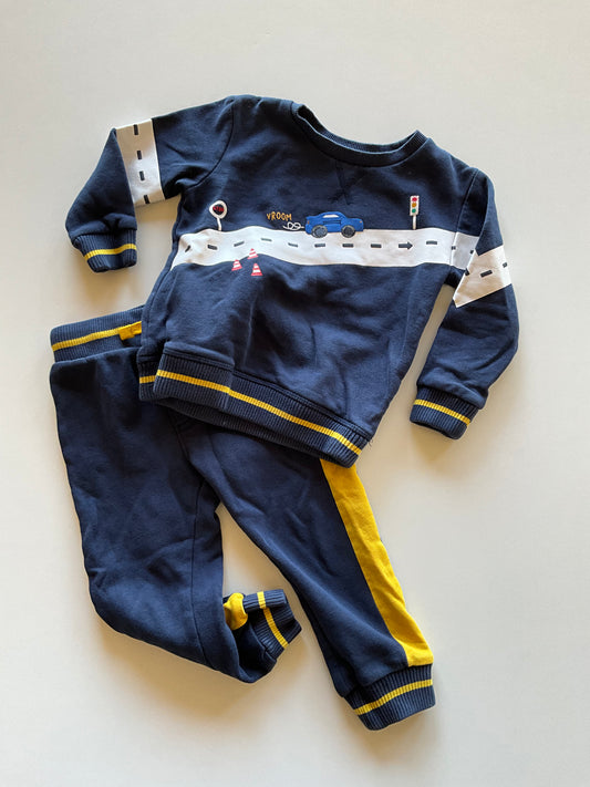 2pc Navy & Yellow Car Set