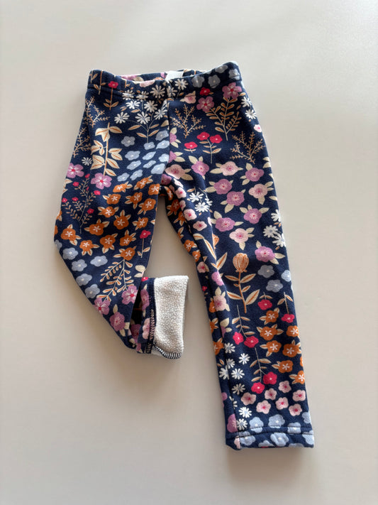 Navy Floral Fleece Lined Leggings