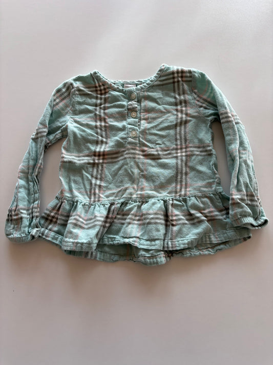 Mint Plaid Peplum Shirt